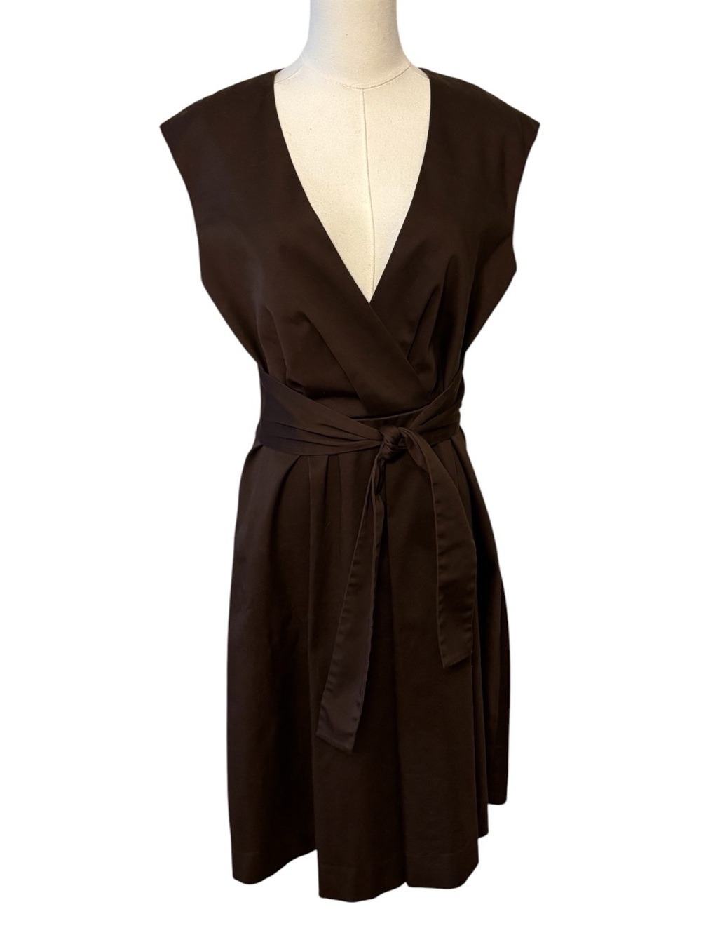 Calvin Klein Chocolate Brown Sleeveless Fit & Flare Dress Size Medium